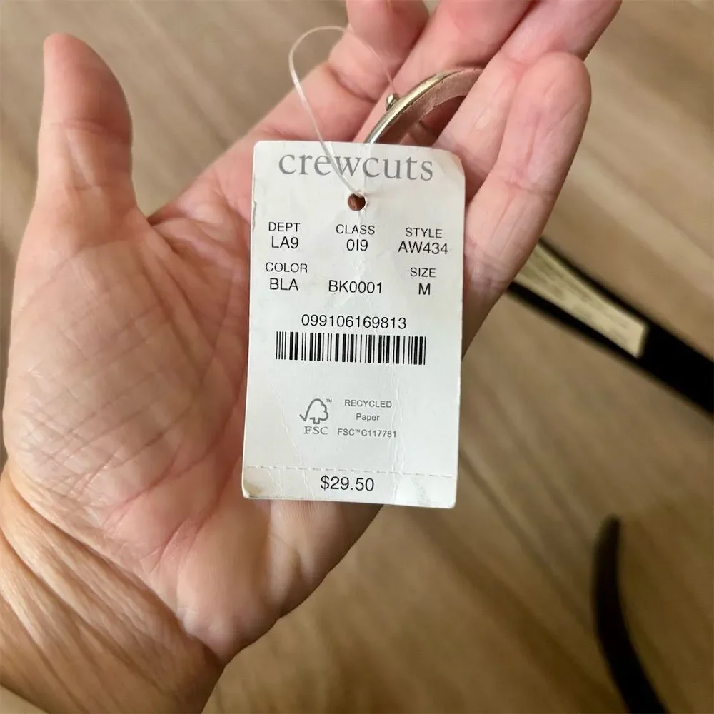 J. Crew Factory Kids Black Leather Belt Size M